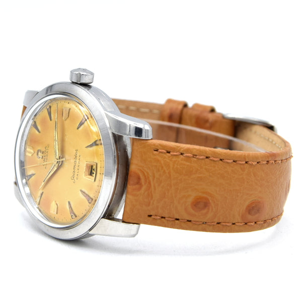 1952 unique Omega Seamaster bumper Automatic first Date Wristwatch Model 2757 - Stunning Honey patina