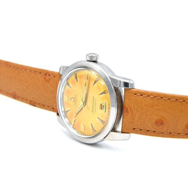 1952 unique Omega Seamaster bumper Automatic first Date Wristwatch Model 2757 - Stunning Honey patina