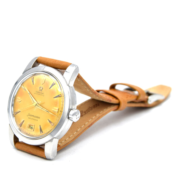 1952 unique Omega Seamaster bumper Automatic first Date Wristwatch Model 2757 - Stunning Honey patina