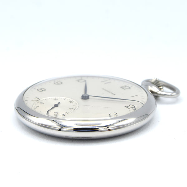 1940 Longines Slim Art Deco Steel Open Face Pocket Watch - Calibre 37.9M + Extract