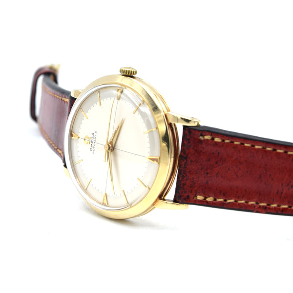1958 All original Elegant Omega Automatic Dress Watch with Cross Hair Dial Model 13308 in 9ct Gold Cal 501