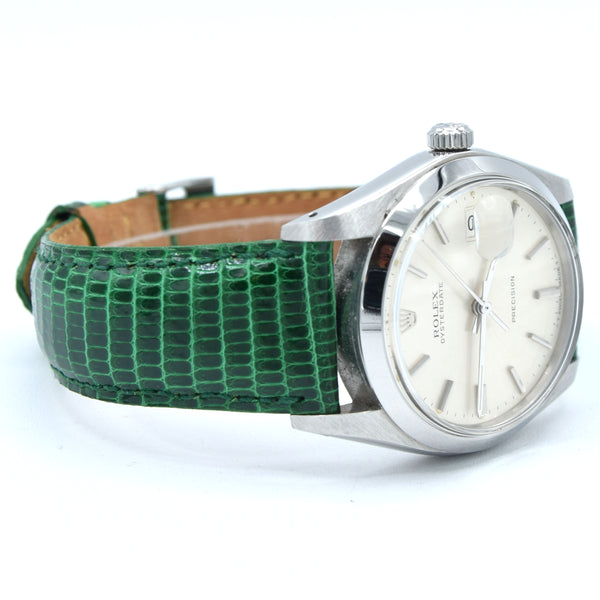 1978 Rolex Oysterdate Precision Wristwatch Model 6694 with sharp Silvered Dial in Stainless Steel Oyster Case + buckle