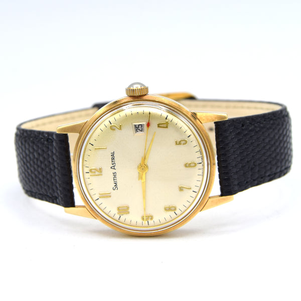1970 Smiths 9ct Solid Gold Ultra rare Astral Date Dress Watch - Made in England