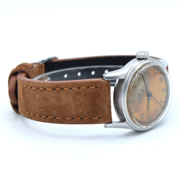 1943 Tissot Antimagnetique Manual Wind Wristwatch all Arabic with Original Patina dial WW2