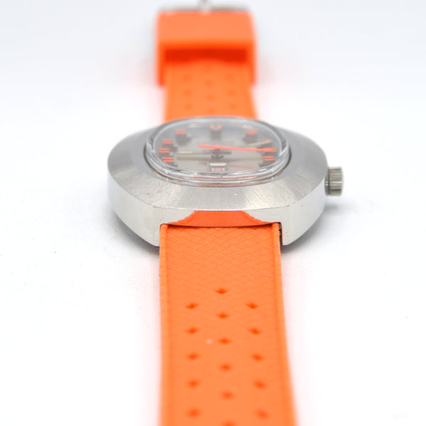 1970s luxor Day Date auto watch - TV Case - Automatic Day-Date Swiss ETA, Orange retro Racing Dial