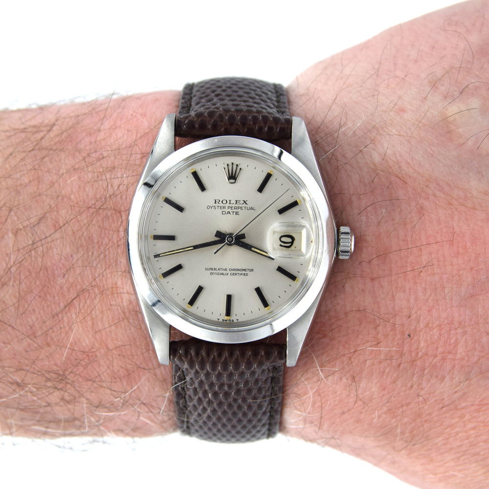 1967 Rolex Oyster Perpetual Date Chronometer Model 1500 with satin Silver original dial in Stainless Steel