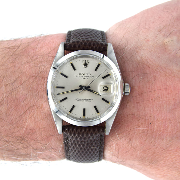 1967 Rolex Oyster Perpetual Date Chronometer Model 1500 with satin Silver original dial in Stainless Steel