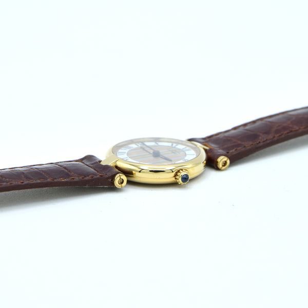 1990s Ladies Cartier 'Must de' Vendôme Trinity Roman chapter Dial in Vermeil 925 Silver Gilt
