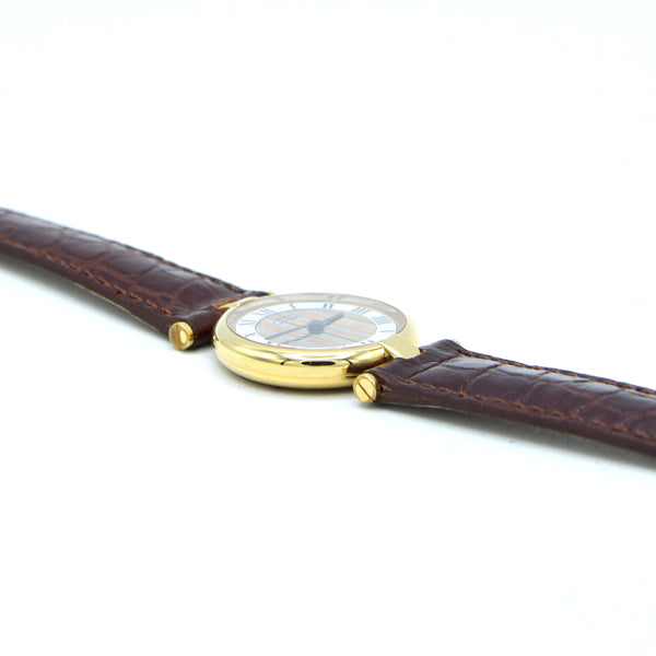 1990s Ladies Cartier 'Must de' Vendôme Trinity Roman chapter Dial in Vermeil 925 Silver Gilt
