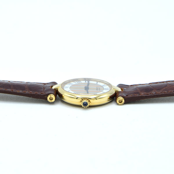 1990s Ladies Cartier 'Must de' Vendôme Trinity Roman chapter Dial in Vermeil 925 Silver Gilt