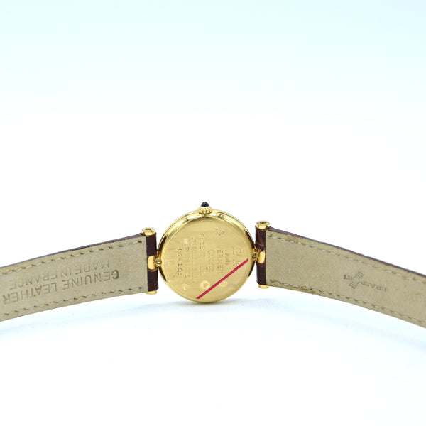 1990s Ladies Cartier 'Must de' Vendôme Trinity Roman chapter Dial in Vermeil 925 Silver Gilt