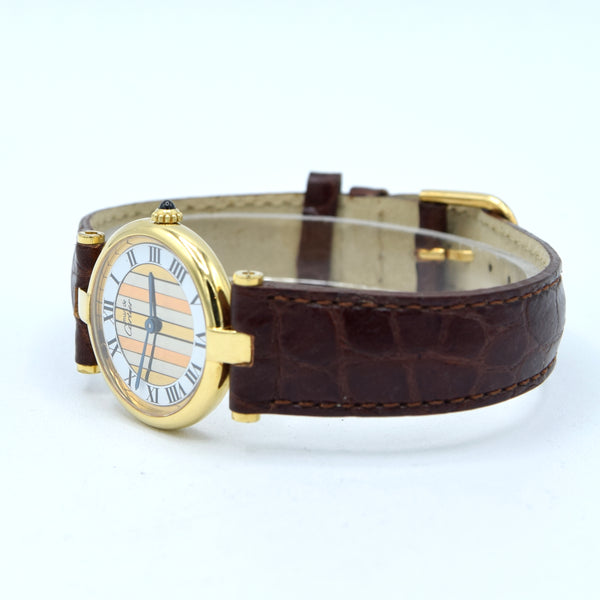 1990s Ladies Cartier 'Must de' Vendôme Trinity Roman chapter Dial in Vermeil 925 Silver Gilt