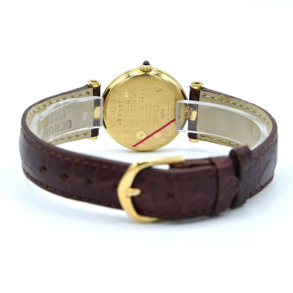1990s Ladies Cartier 'Must de' Vendôme Trinity Roman chapter Dial in Vermeil 925 Silver Gilt