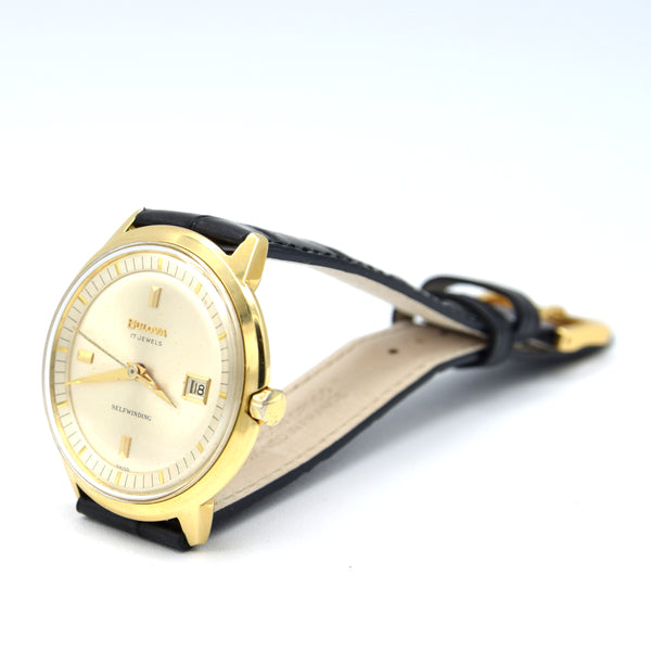 1962 Bulova Swiss “Selfwinding” Automatic Date – Gold-Plated 36mm Two-Level Dial classic Vintage Watch