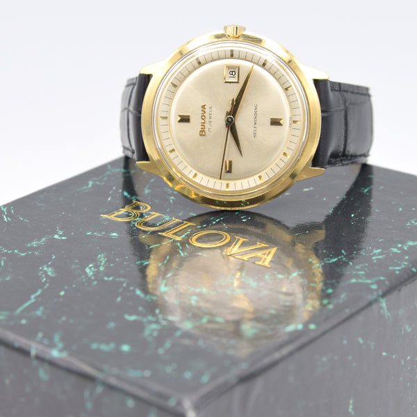 1962 Bulova Swiss “Selfwinding” Automatic Date – Gold-Plated 36mm Two-Level Dial classic Vintage Watch