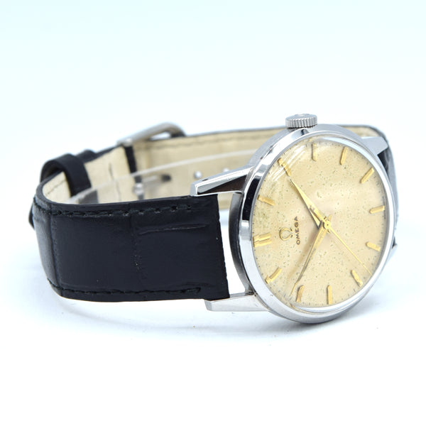 1952 Omega Ref. 2496 Steel Manual Wind Watch – Cal. 283 – Original Eggshell Patina Dial, Facet Lugs & Signed Crown