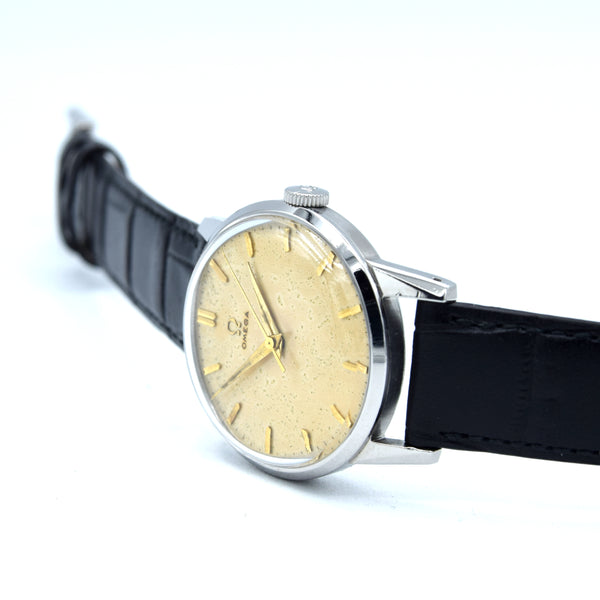 1952 Omega Ref. 2496 Steel Manual Wind Watch – Cal. 283 – Original Eggshell Patina Dial, Facet Lugs & Signed Crown