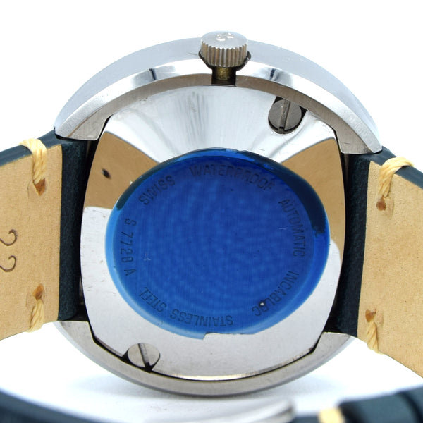 1970s Radical Kilimandjaro Blue 'Holographic 3D dial' Day Date automatic watch in Stainless Steel NOS