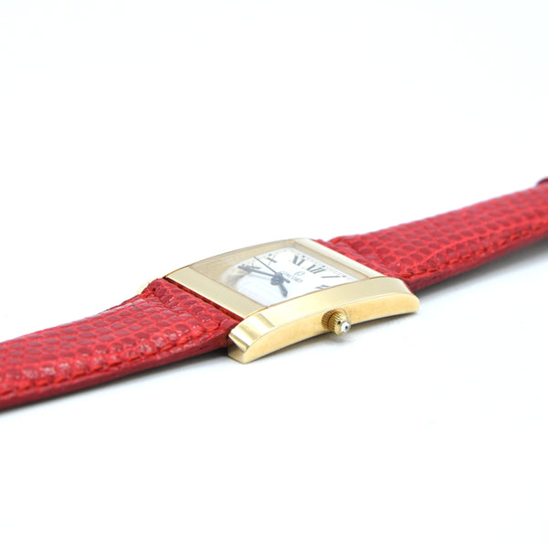 1990s Concord Tank Style Solid 14k Gold Swiss unisex Wristwatch – Unused Condition – Cartier Inspired Dress Watch