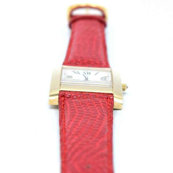 1990s Concord Tank Style Solid 14k Gold Swiss unisex Wristwatch – Unused Condition – Cartier Inspired Dress Watch