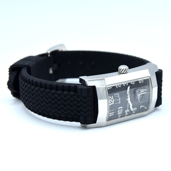 1990s Alfred Dunhill 'Facet' Dunhillion 8014 swiss quartz Date Wristwatch with black Arabic dial on Rubber