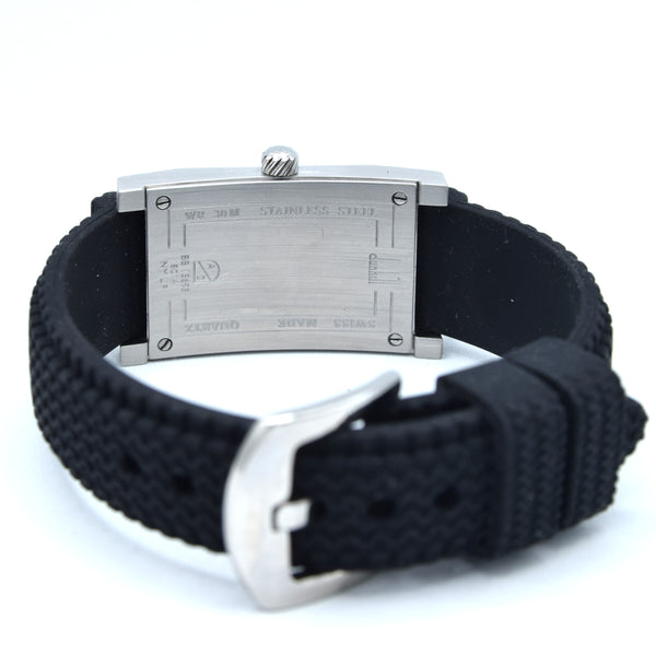 1990s Alfred Dunhill 'Facet' Dunhillion 8014 swiss quartz Date Wristwatch with black Arabic dial on Rubber