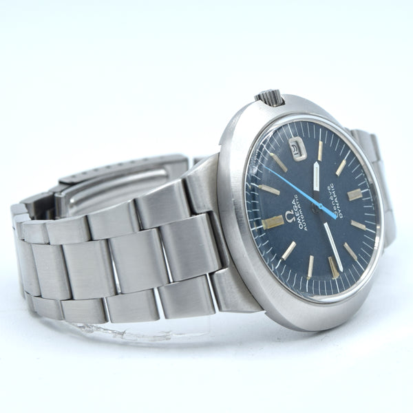 1969 Omega Geneve dynamic with Gorgeous matte dusted blue Dial - unpolished Model 166.039 in steel