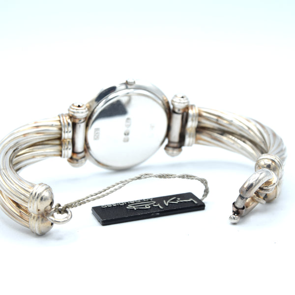 1992 - 1993 Rare Designer RoyKing large bangle watch 925 Sterling silver London hallmark + Box papers & Tag