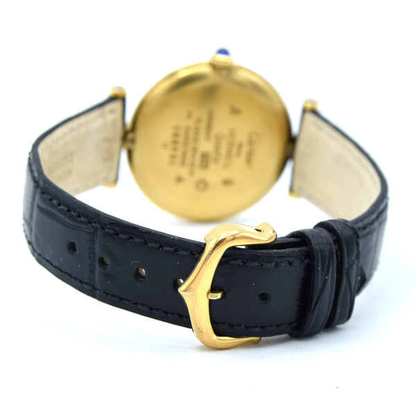 1987 Rarer Dial Unisex Cartier 30mm 'Must de' Vendôme in 925 Sterling Silver Gilt Vermeil Case