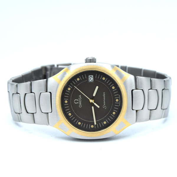 1988 Omega Seamaster Polaris 396.1022 18k Gold & Steel Date 31MM Unisex midsize Quartz Watch