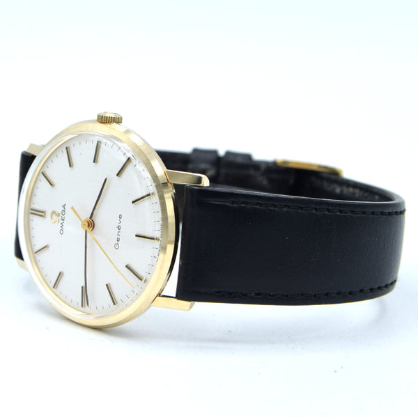 1962 Omega 'As New' Geneve Watch 9ct Gold English Case Model 1315016 Buckle + Box