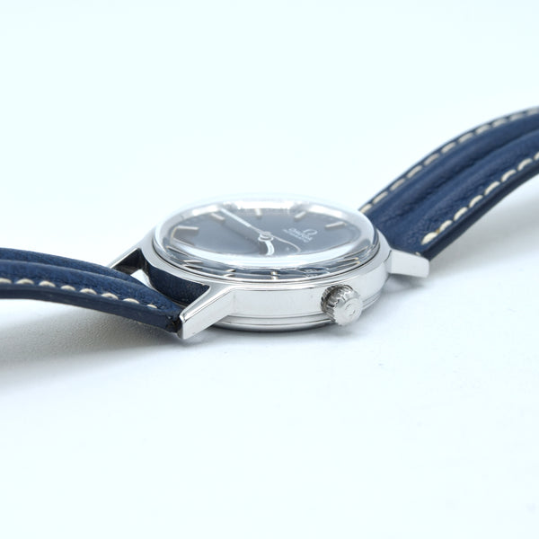 1972 Omega Rare navy Blue 'Barcode Dial' Automatic Day/Date in Stainless Steel Model 166.0117