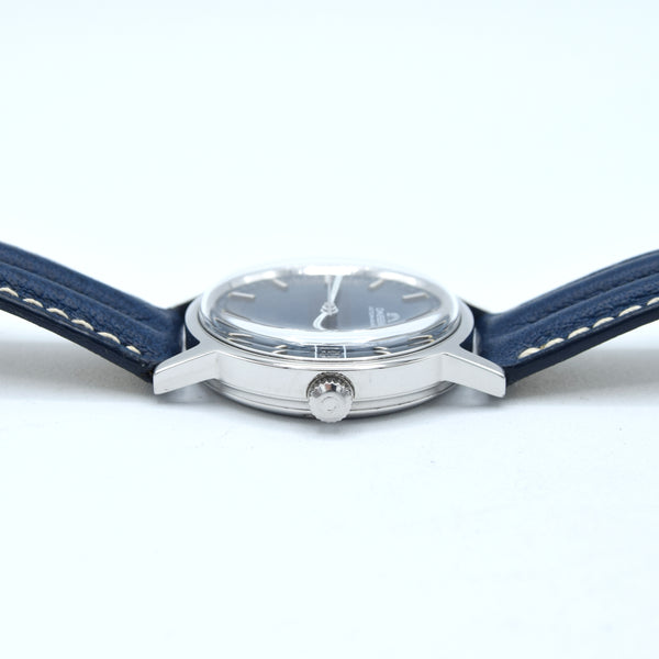 1972 Omega Rare navy Blue 'Barcode Dial' Automatic Day/Date in Stainless Steel Model 166.0117