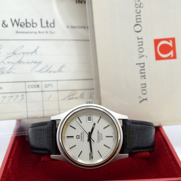 1971-75 Omega Seamaster Cosmic 2000 full set Large Automatic Date Model 166.128 + Box Papers