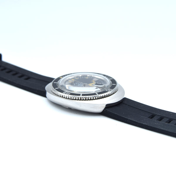 1970s Mondaine 'Egg' Oval Diver style large Automatic wristwatch Bakelite Bezel 38mm