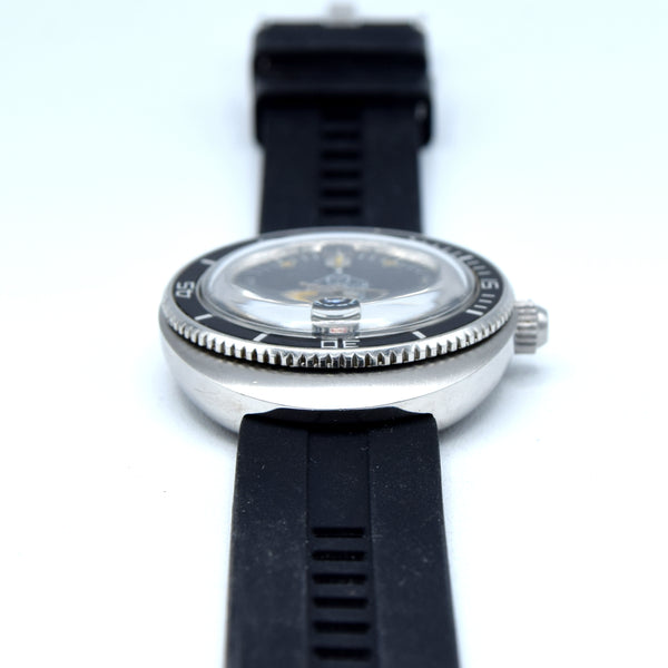 1970s Mondaine 'Egg' Oval Diver style large Automatic wristwatch Bakelite Bezel 38mm