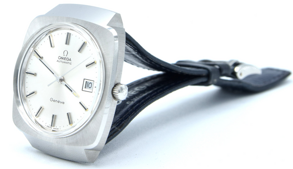 1974-1978 Omega Genève 166.0164 Mint Automatic Large Hooded Model + Box Papers & Strap