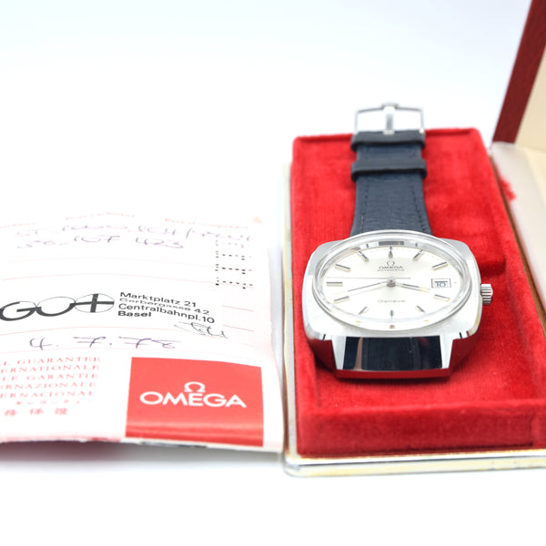1974-1978 Omega Genève 166.0164 Mint Automatic Large Hooded Model + Box Papers & Strap