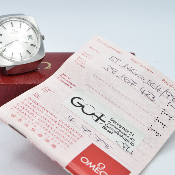 1974-1978 Omega Genève 166.0164 Mint Automatic Large Hooded Model + Box Papers & Strap