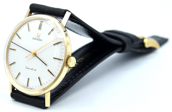 1970/72 Omega Geneve Watch in Solid 9ct Gold English Case Model 131/25016 + Strap & Buckle - Unpolished