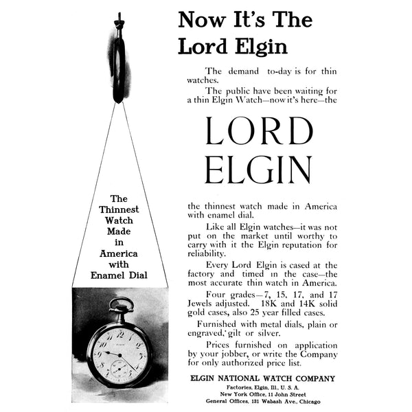 1940-46 Lord Elgin High Grade 21Jewels solid 14k Gold Deco Rectangular Wristwatch with Box