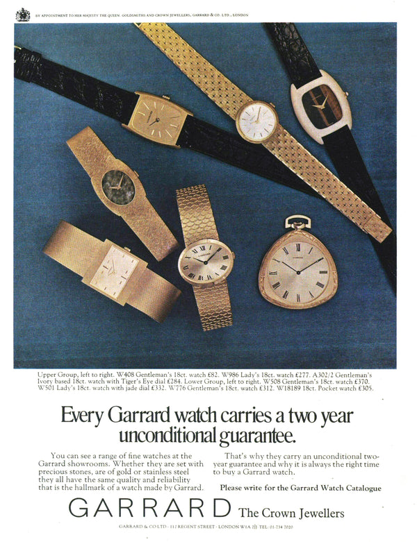 1976 Garrard Automatic Date Wristwatch in solid 9ct Gold with Original Box and papers