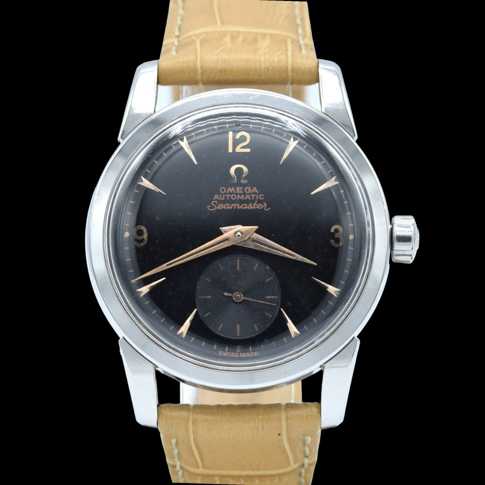 1956 Omega Seamaster Automatic Wristwatch Model 2846/2848 with Original Gilt Black Dial