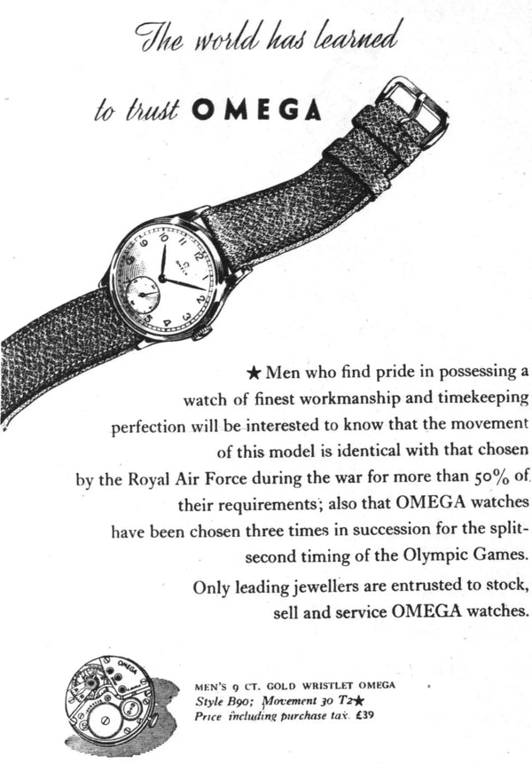 1947 Omega 36mm watch with rare lug design & original Dial Cal 30T2 Model 2487-1 Steel