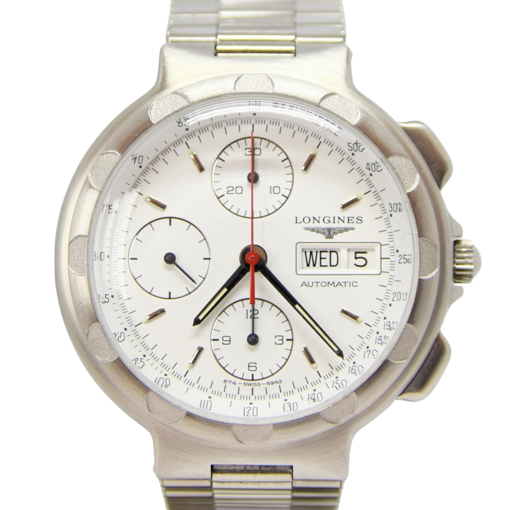 1987 Longines Conquest Chronograph Day Date Automatic Wristwatch Model 674-4943 with Box and Papers
