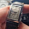 1936 Rare Omega model Ck944 Deco Rectangular Wristwatch in Staybrite steel curved case