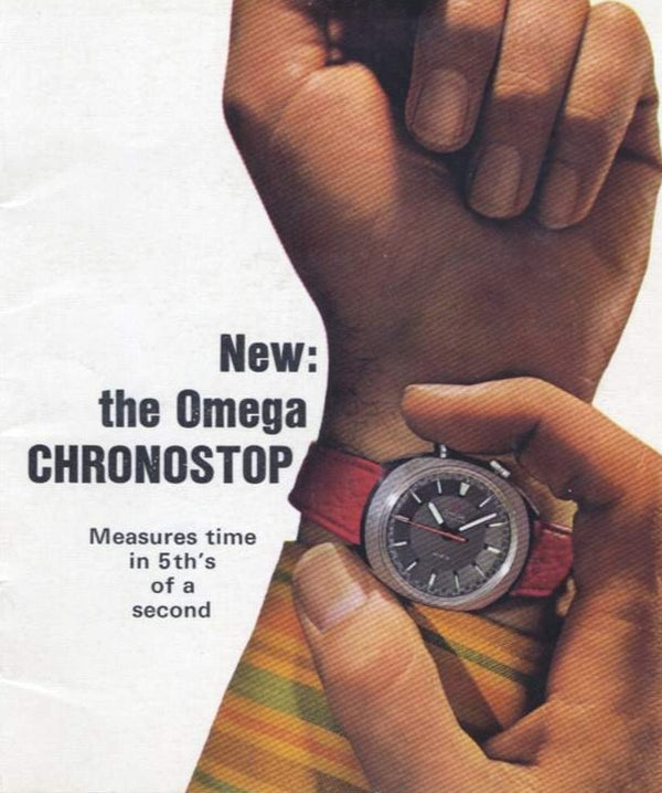 1969 Omega Chronostop Genéve Date Model 146.009 with Grey Sloped Dial in Stainless Steel on mesh bracelet