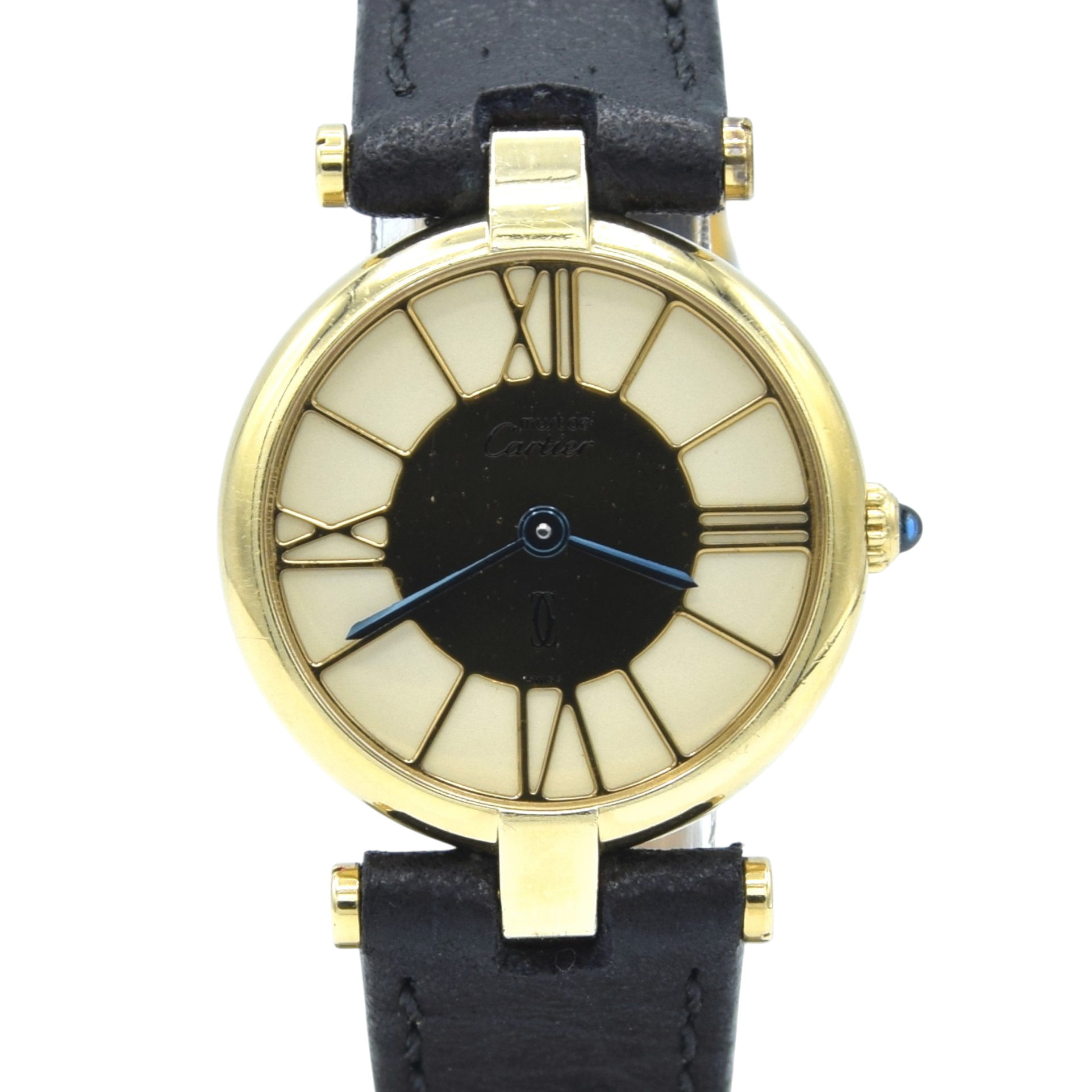 1988 Ladies Cartier 'Must de' Vendôme with Rare spider web Roman Dial - 925 Silver Gilt box & papers