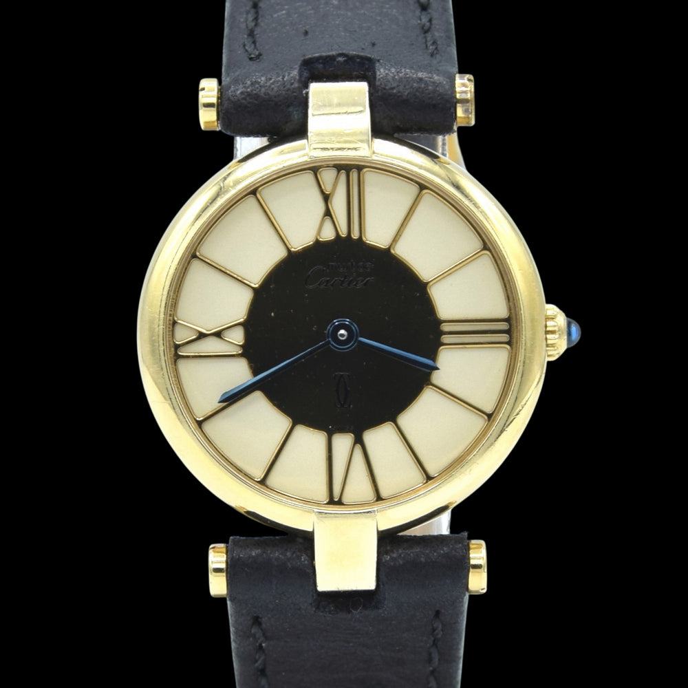 1988 Ladies Cartier 'Must de' Vendôme with Rare spider web Roman Dial - 925 Silver Gilt box & papers