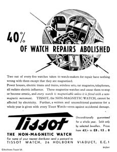 1947 Tissot Anti-Magnetic Manual Wind Wristwatch Model 6445-5 with Original Two Tone Radial Arabic Numeral Dial in steel